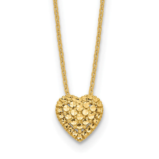 Collar con forma de corazón de talla diamante de 14k