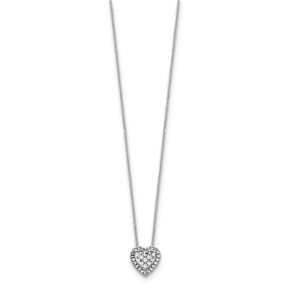 Collar con forma de corazón de talla diamante en oro blanco de 14 k