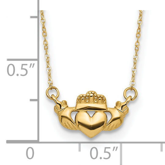 Collar Claddagh pulido de 14 quilates de 17 pulgadas