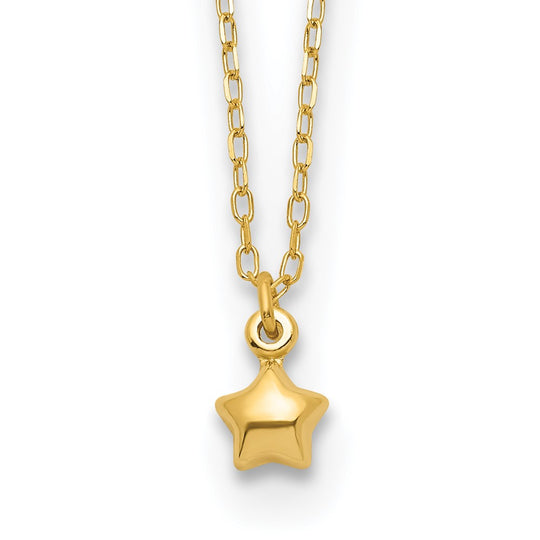 Collar de estrella inflada pulida de 14 k de 16,5 pulgadas