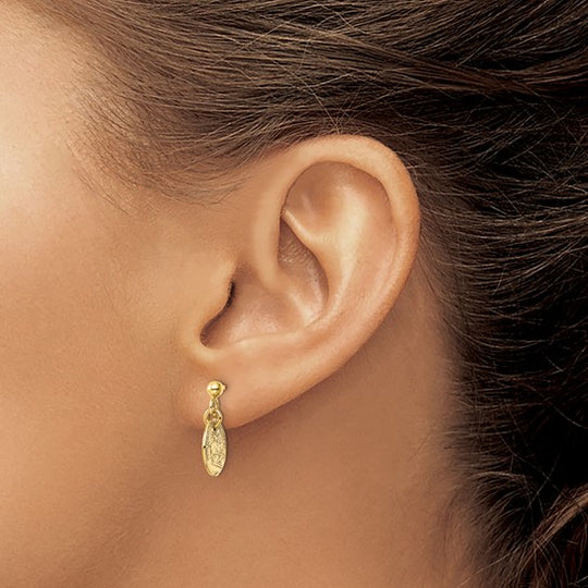 Aretes Colgantes con Monedas Pulidas en Oro Amarillo de 14K