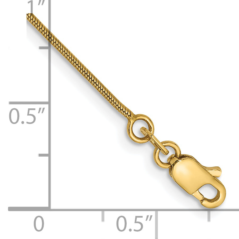 Cadena de serpiente redonda de 14k y 0,9 mm