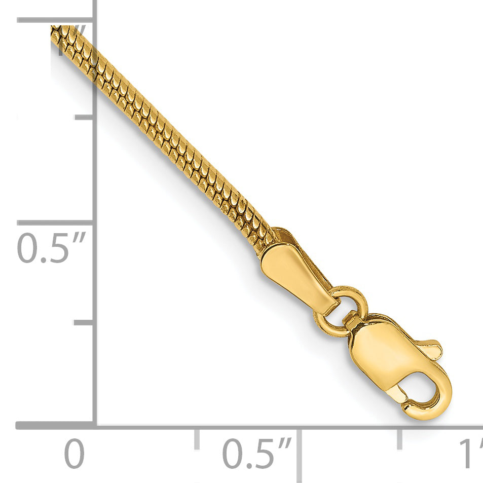 Cadena de serpiente redonda de 14k y 1,6 mm