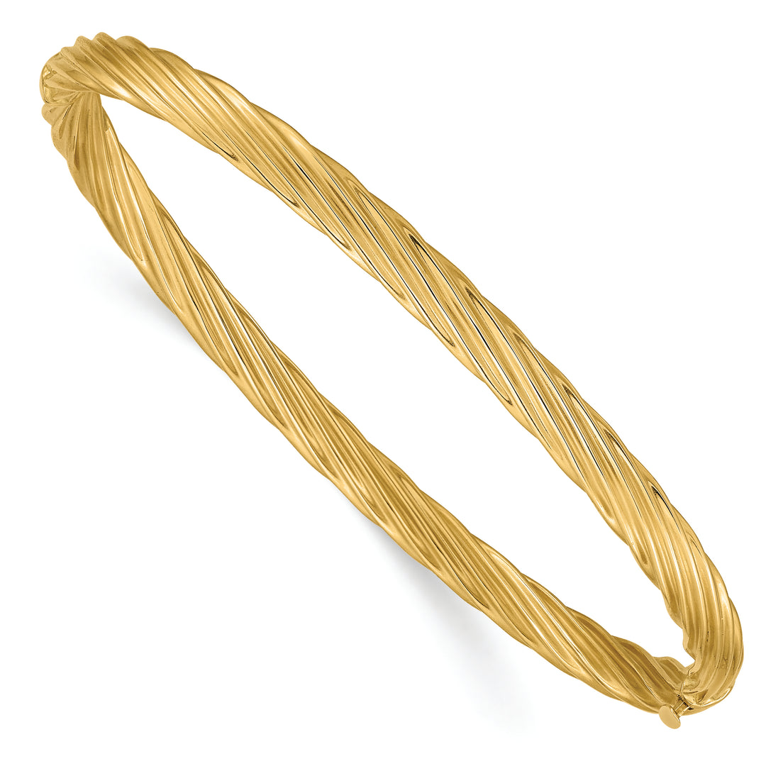 Brazalete tipo brazalete texturizado de gran tamaño con bisagras de 14k 3/16