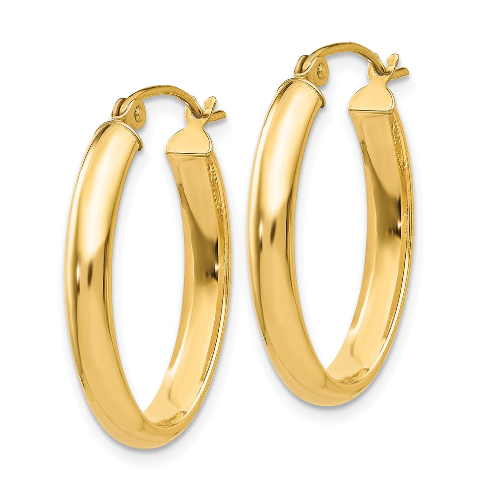 Aretes de Aro Ovalados de 3,5 mm Pulidos en Oro de 14k