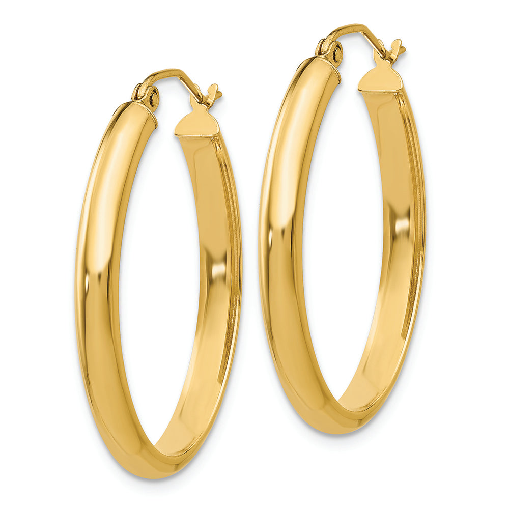 Aretes de Aro Ovalado de 3,5 mm Pulidos en Oro de 14k