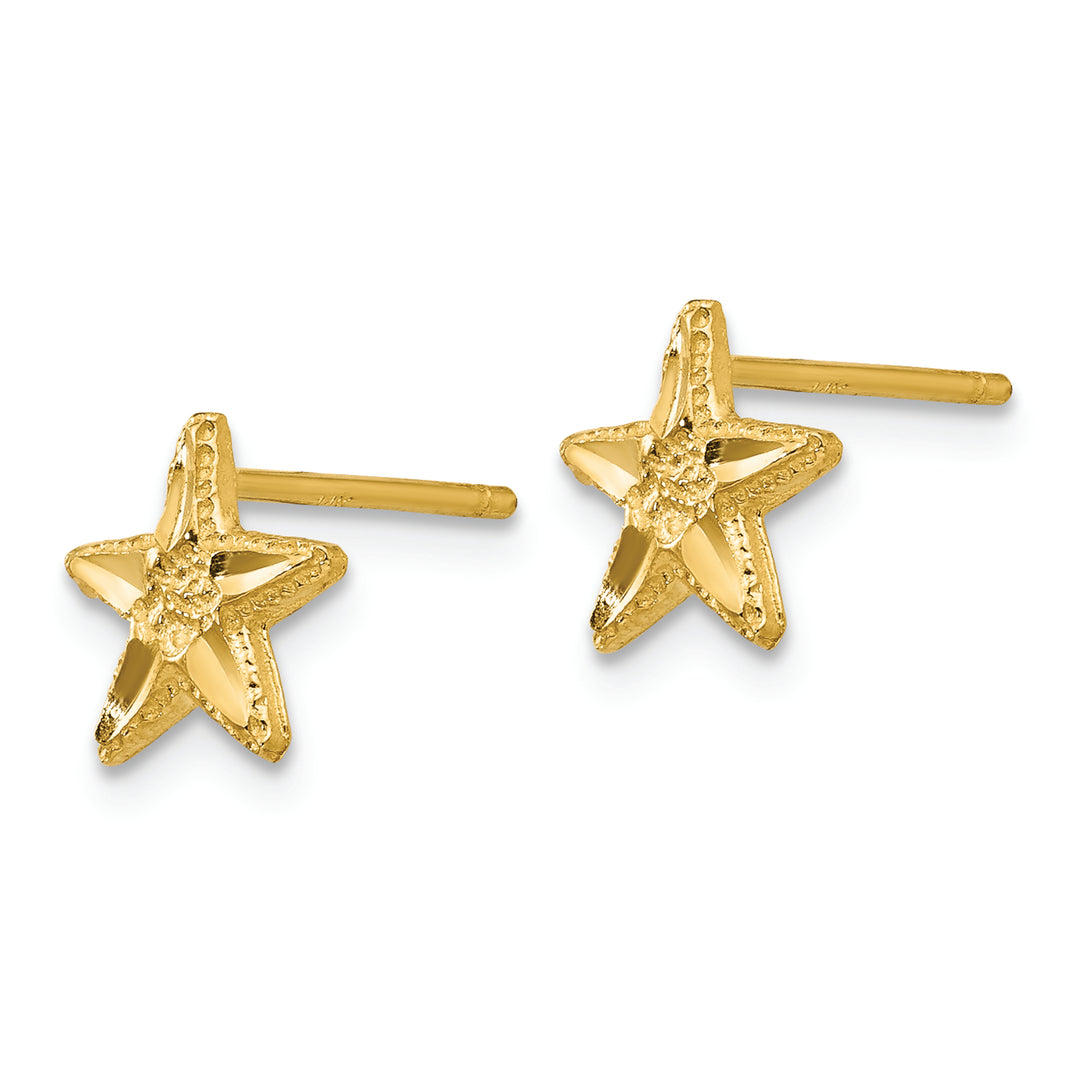 Aretes de Estrella de Mar con Talla de Diamante en Oro de 14k