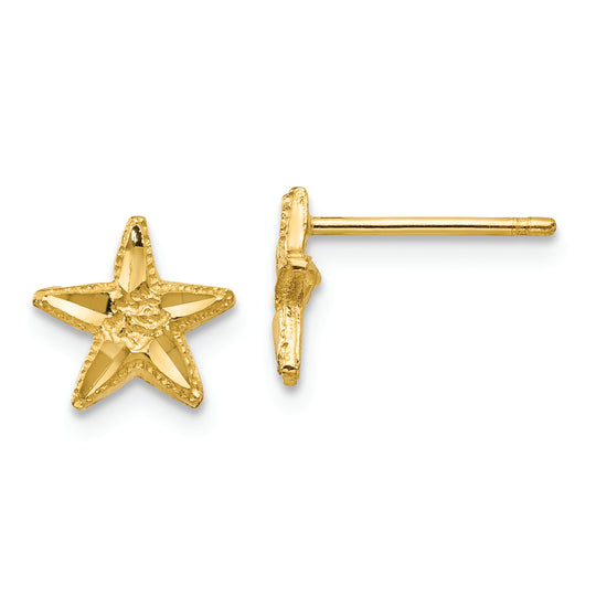 Aretes de Estrella de Mar con Talla de Diamante en Oro de 14k