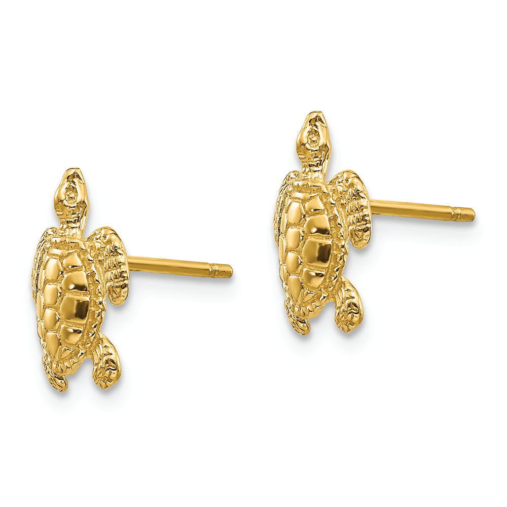 Aretes con Poste de Tortuga Marina en Oro de 14k