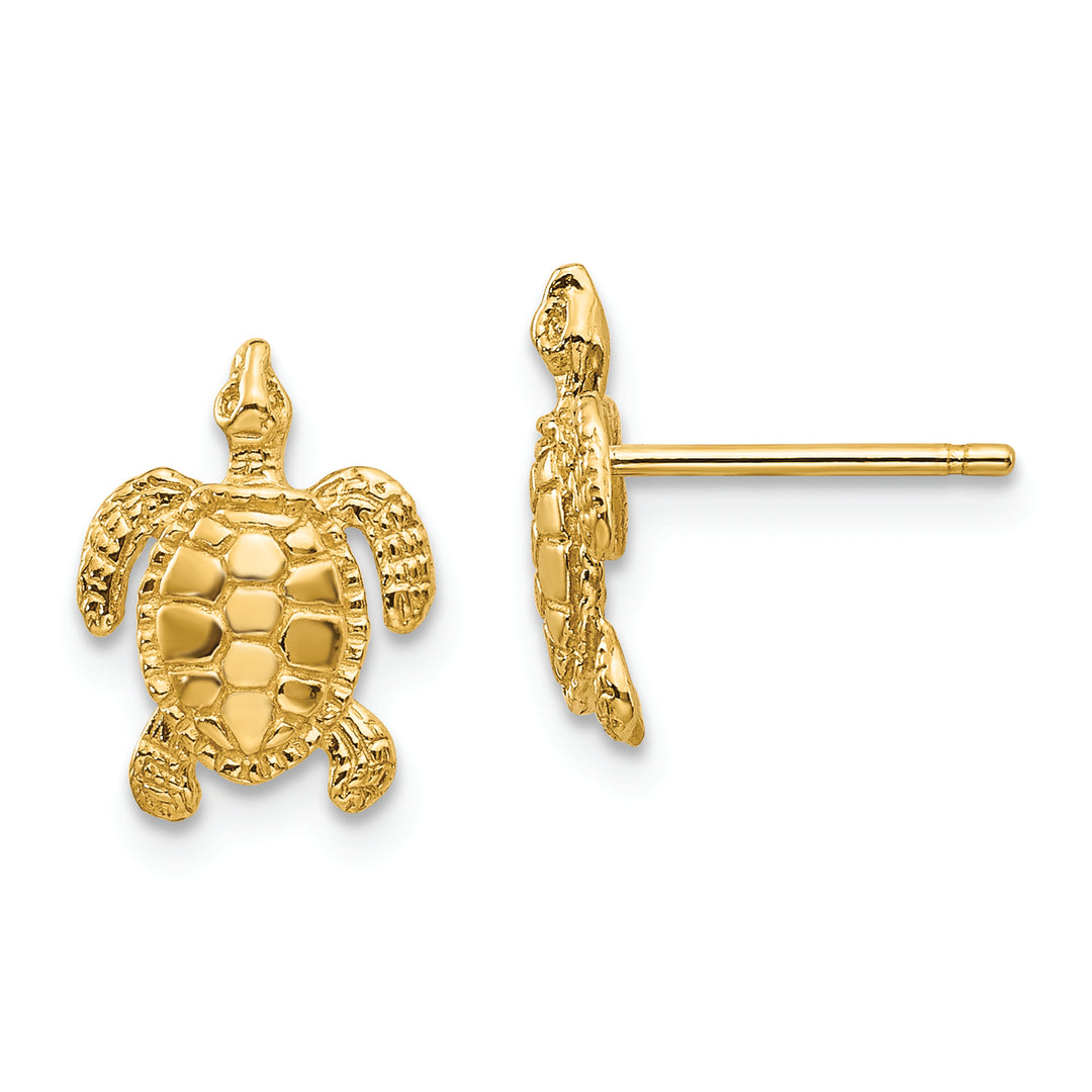 Aretes con Poste de Tortuga Marina en Oro de 14k