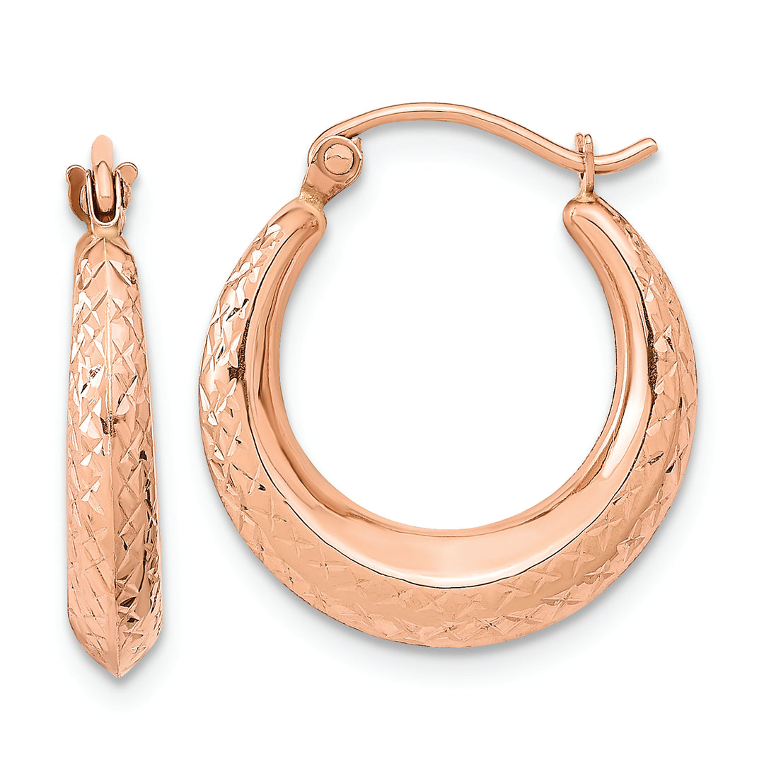 Aretes de Aro Hueco Texturizados en Oro Rosa de 14k