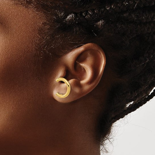 Aretes de Oro Amarillo de 14K con Forma de U Pulida (Clip-On y Poste)