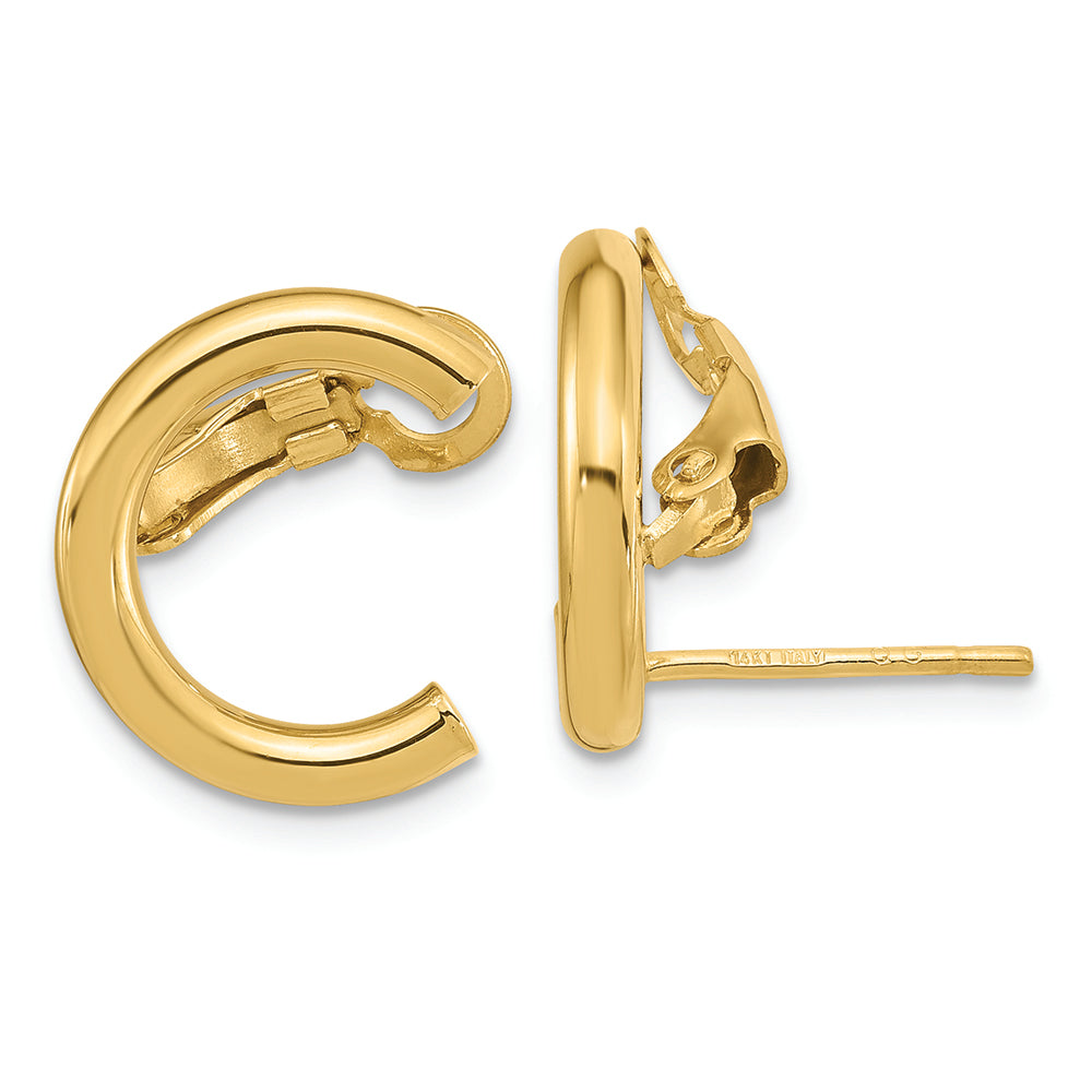 Aretes con Clip y Poste en Forma de U Pulidos en Oro Amarillo de 14k