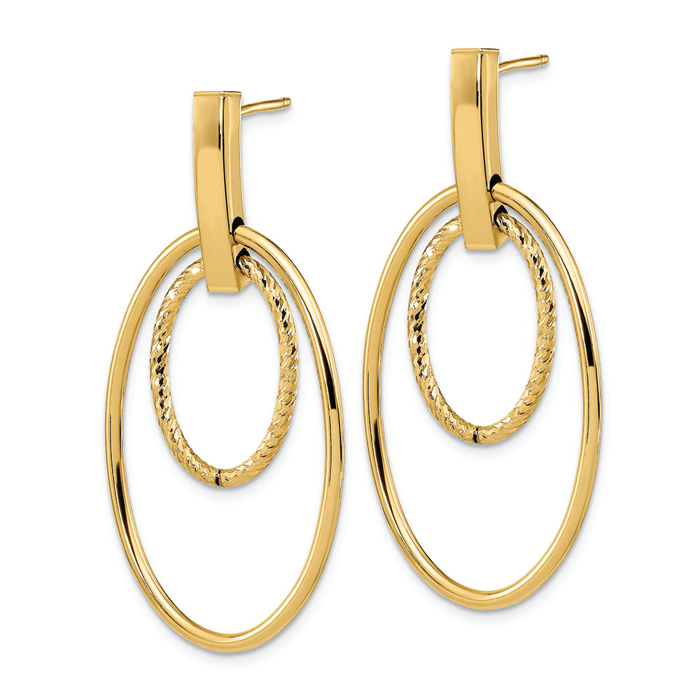 Aretes Colgantes de Ovalos en Talla Diamante Pulido en Oro de 14k