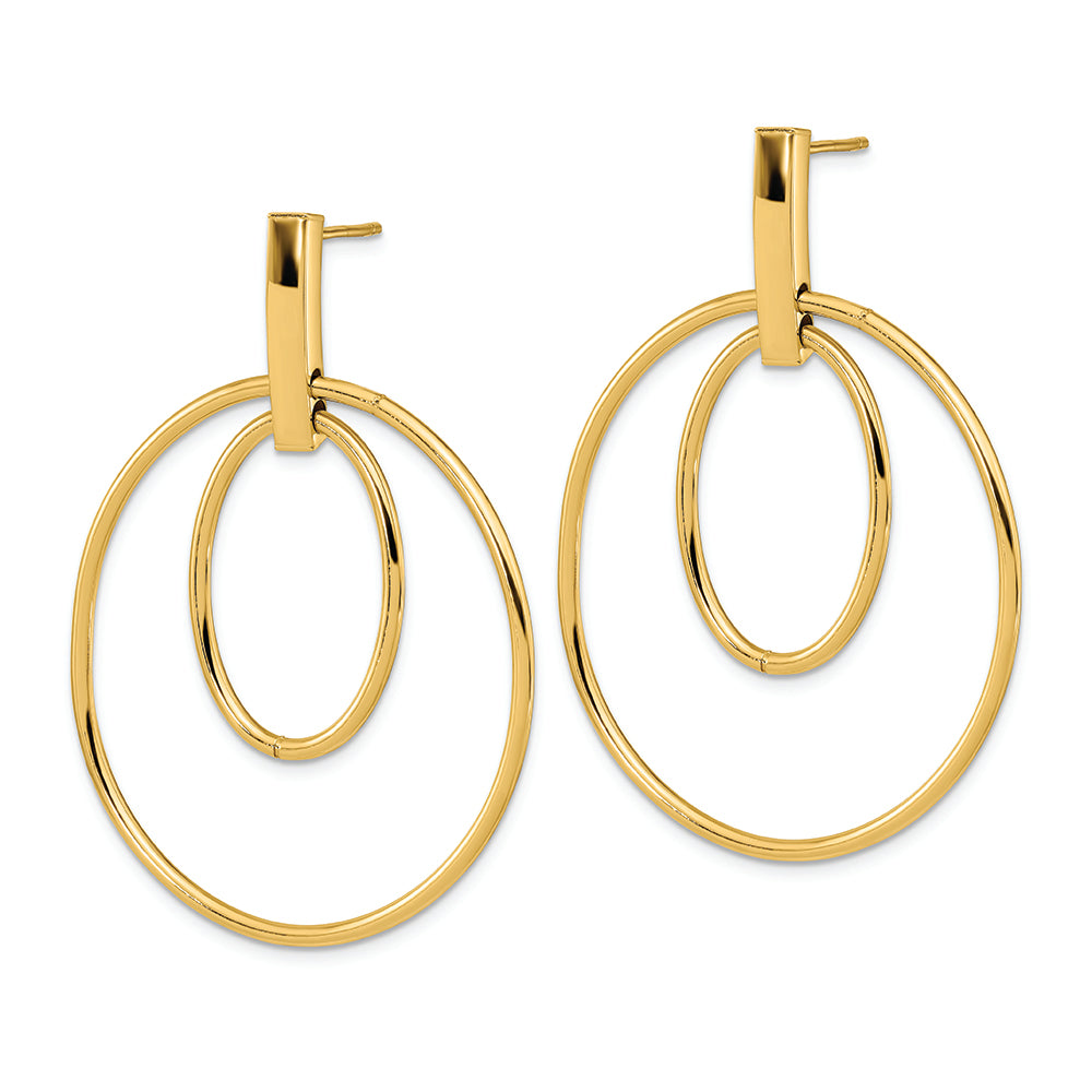 Aretes Colgantes con Poste Pulido en Oro de 14k