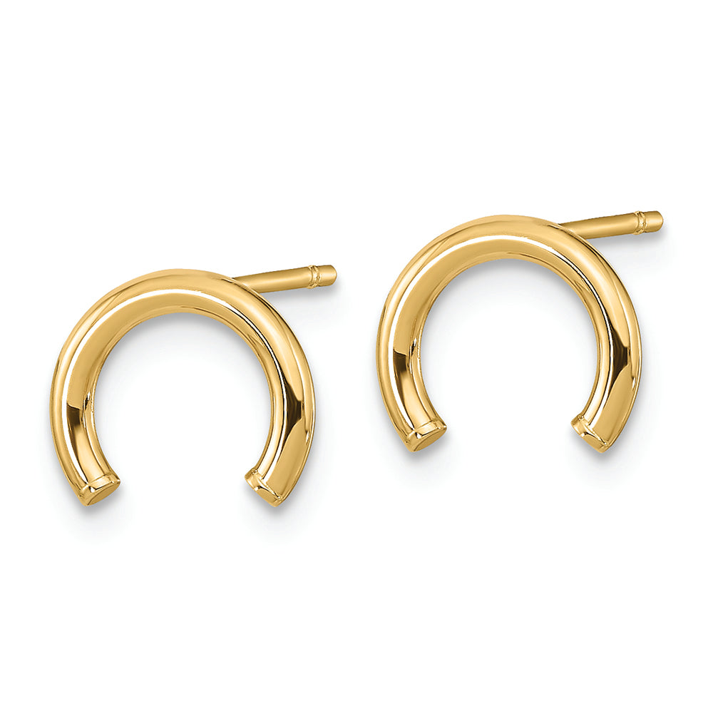 Aretes con Poste de Tubo en Forma de U Pulidos en Oro de 14k