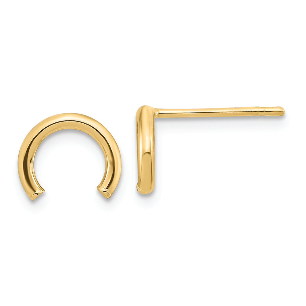 Aretes con Poste de Tubo en Forma de U Pulidos en Oro de 14k