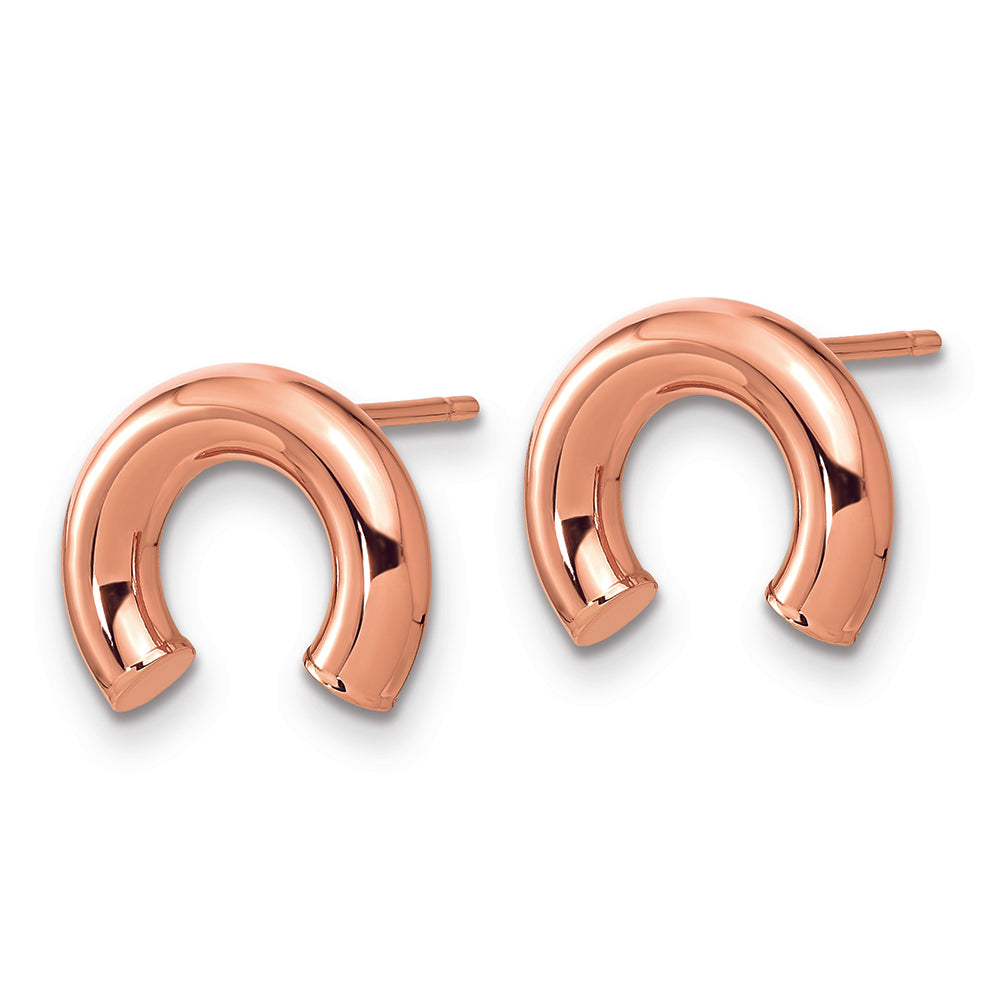 Aretes en Forma de U Inflados Pulidos en Oro Rosa de 14k