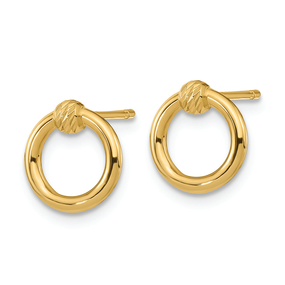 Aretes con Poste Circular D/C Pulidos en Oro de 14k