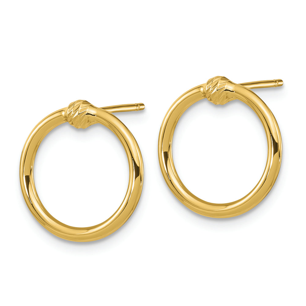 Aretes con Poste Circular D/C y Pulidos en Oro de 14k