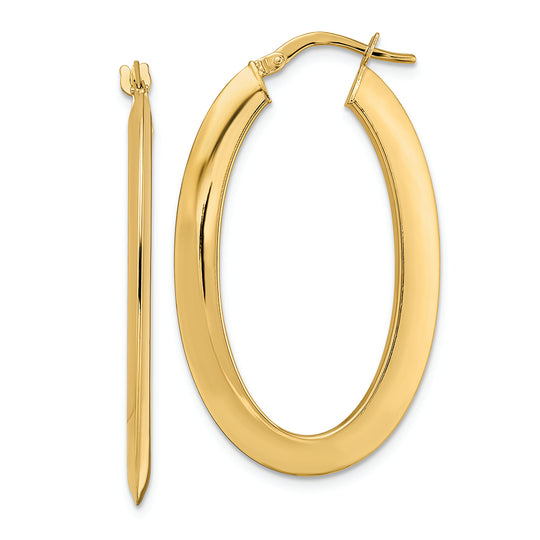 Aretes de Aro Ovalados Pulidos en Oro de 14k