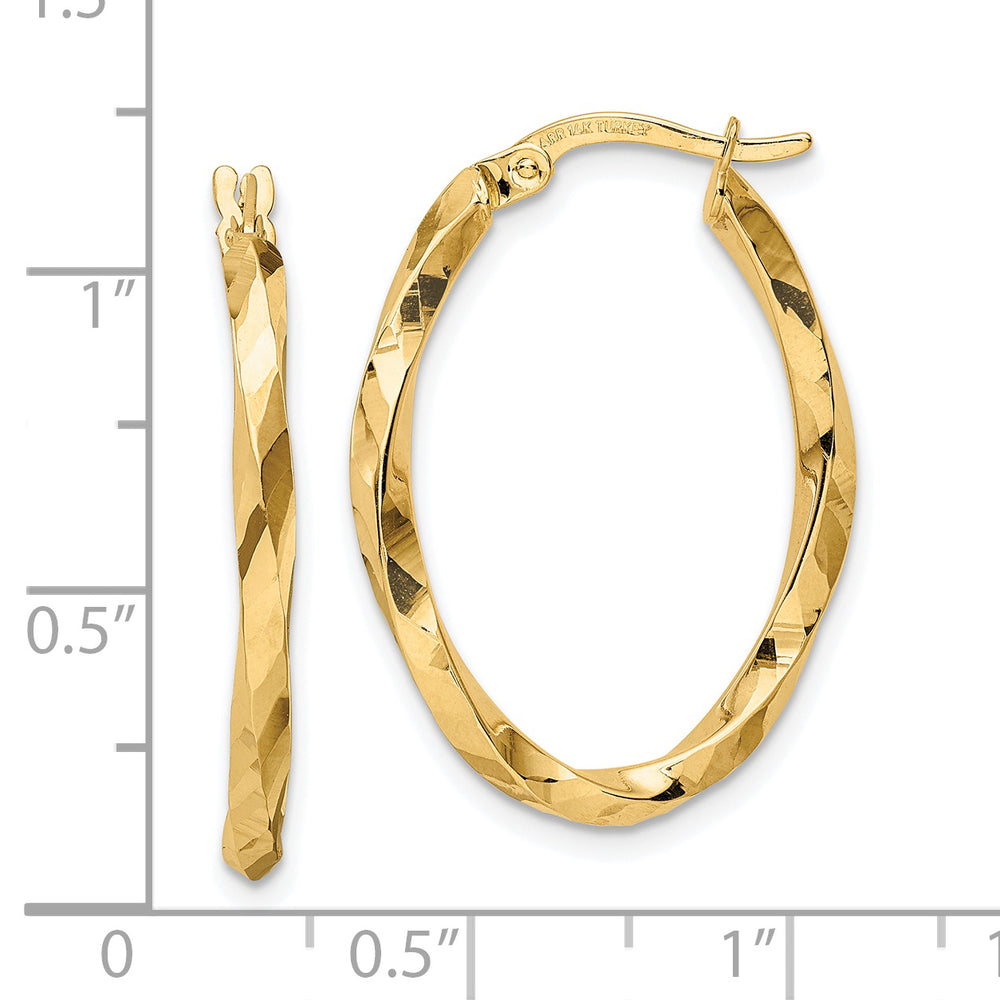 Aretes de Aro Ovalados de 2,5x20x29 mm Trenzados en Oro de 14k