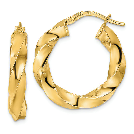 Aretes de Aro Trenzados Pulidos en Oro de 14k