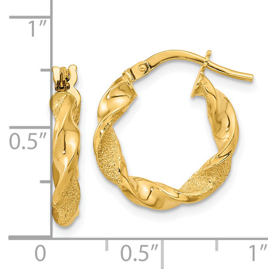 Aretes de Aro Trenzados Texturizados y Pulidos en Oro de 14k