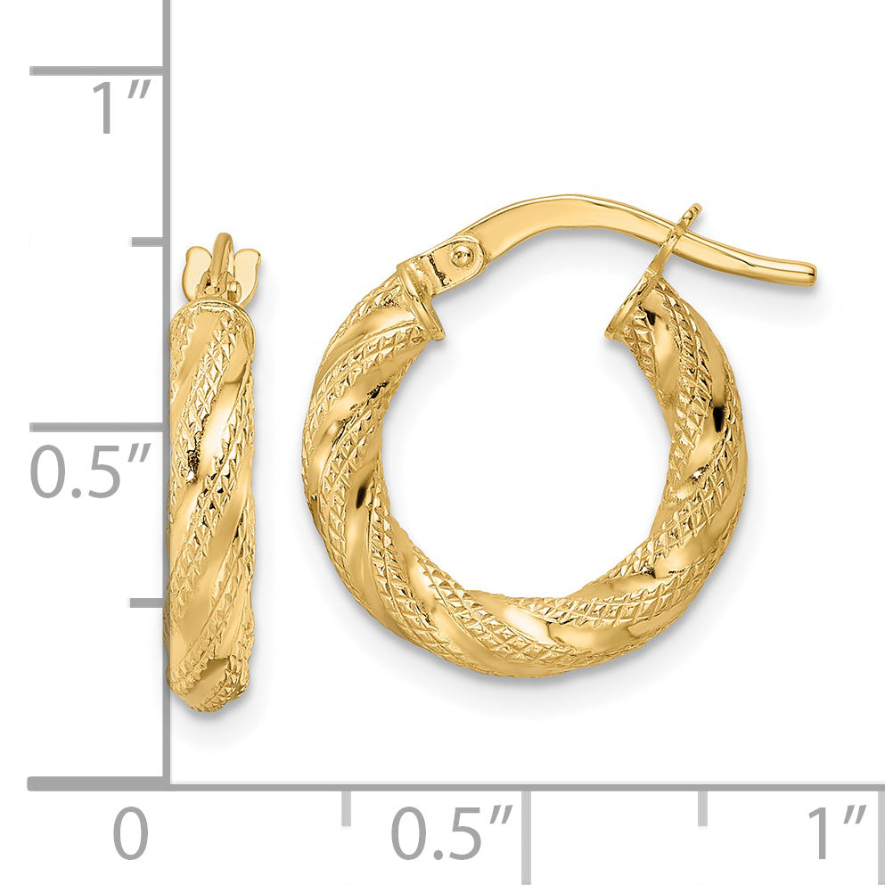 Aretes de Aro Trenzados Pulidos en Oro de 14k