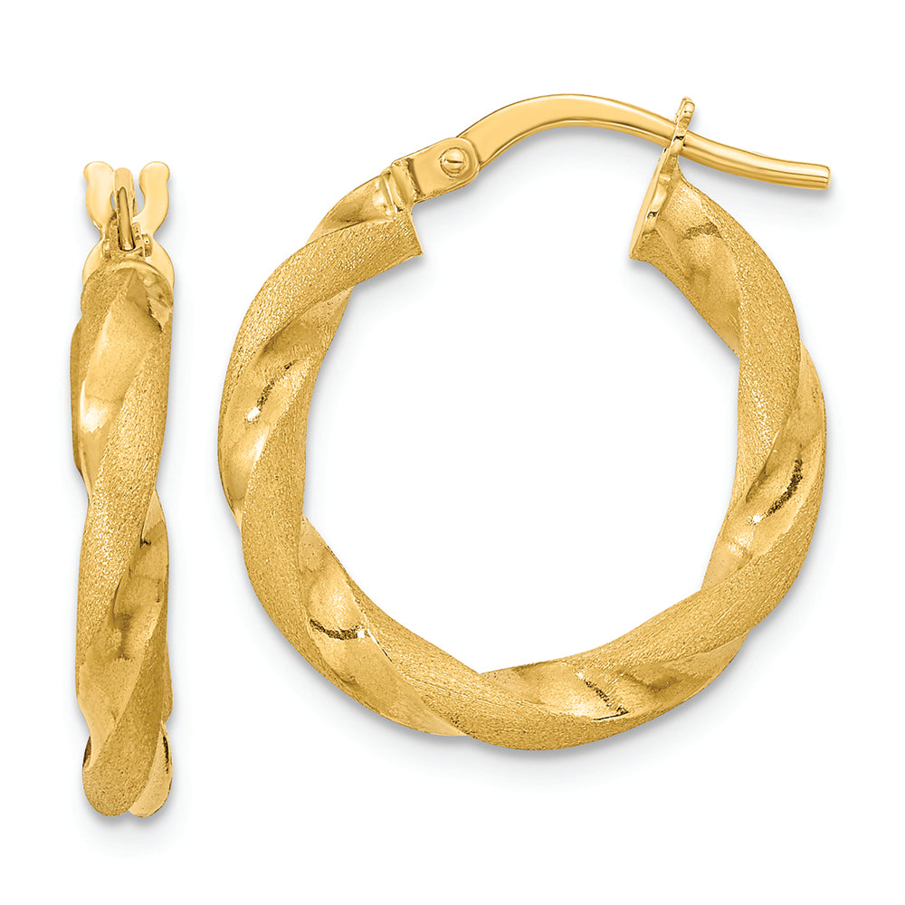 Aretes de Aro Trenzados Satinados y Pulidos en Oro de 14k