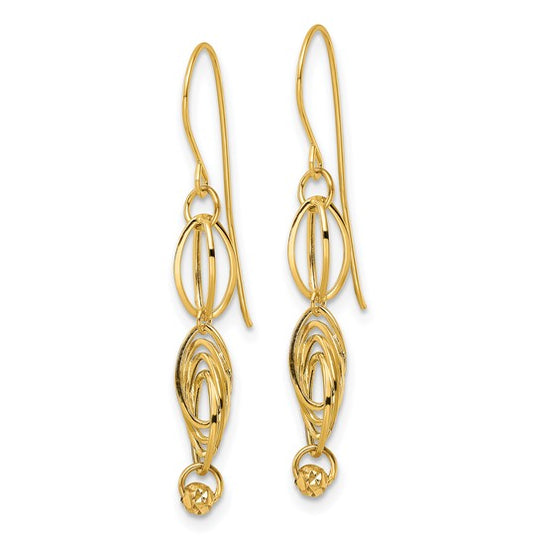 Aretes Colgantes de Enlace Ovalado en Oro Amarillo de 14K