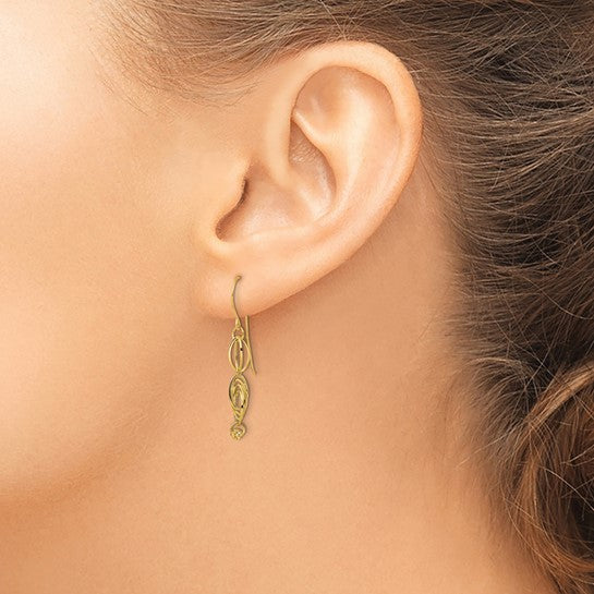 Aretes Colgantes de Enlace Ovalado en Oro Amarillo de 14K