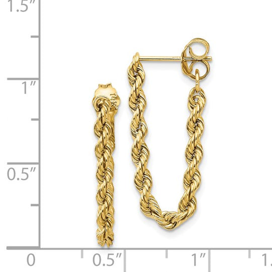 Aretes de Cuerda Hueca de Oro de 14K