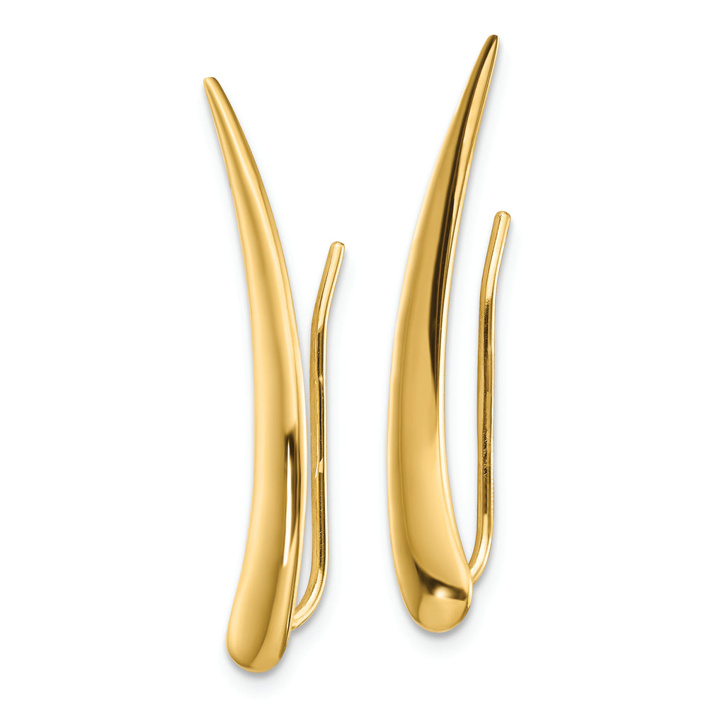 Aretes trepadores de oreja puntiaguda pulidos en oro de 14 k