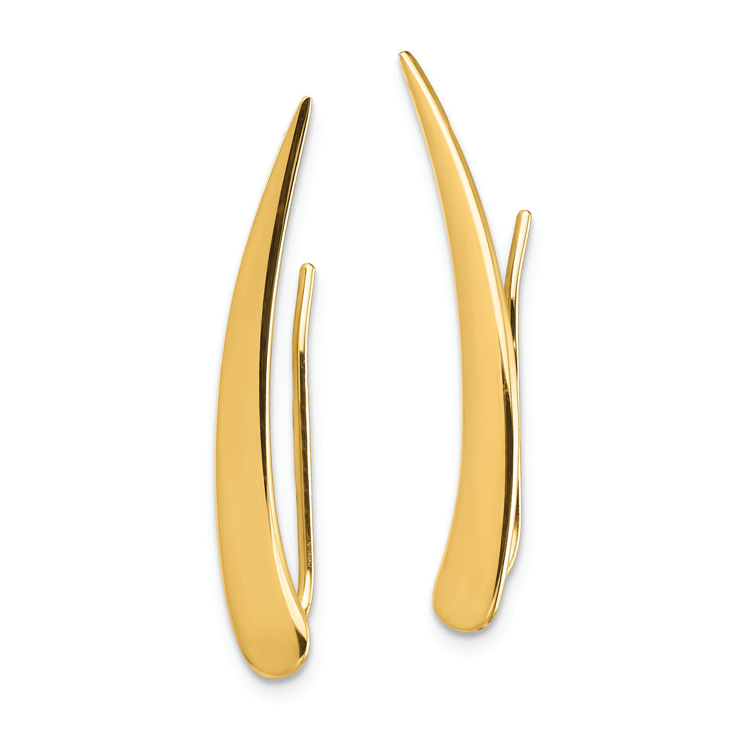 Aretes trepadores de oreja puntiaguda pulidos en oro de 14 k