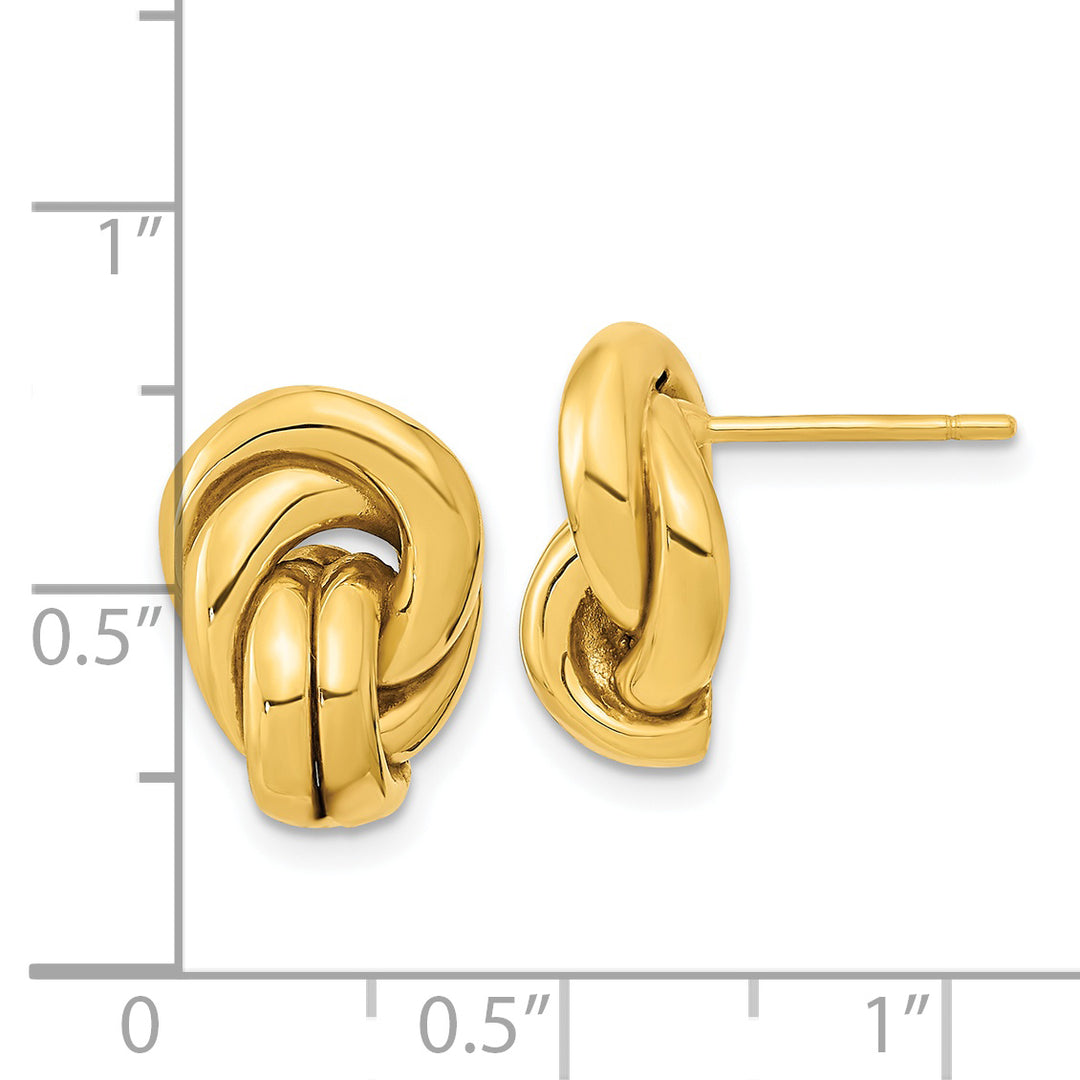 Aretes con Poste Hueco con Nudo de Amor Pulido en Oro de 14k