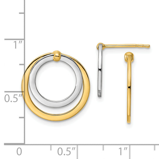 Aretes Circulares Delanteros y Traseros en Oro de 14k