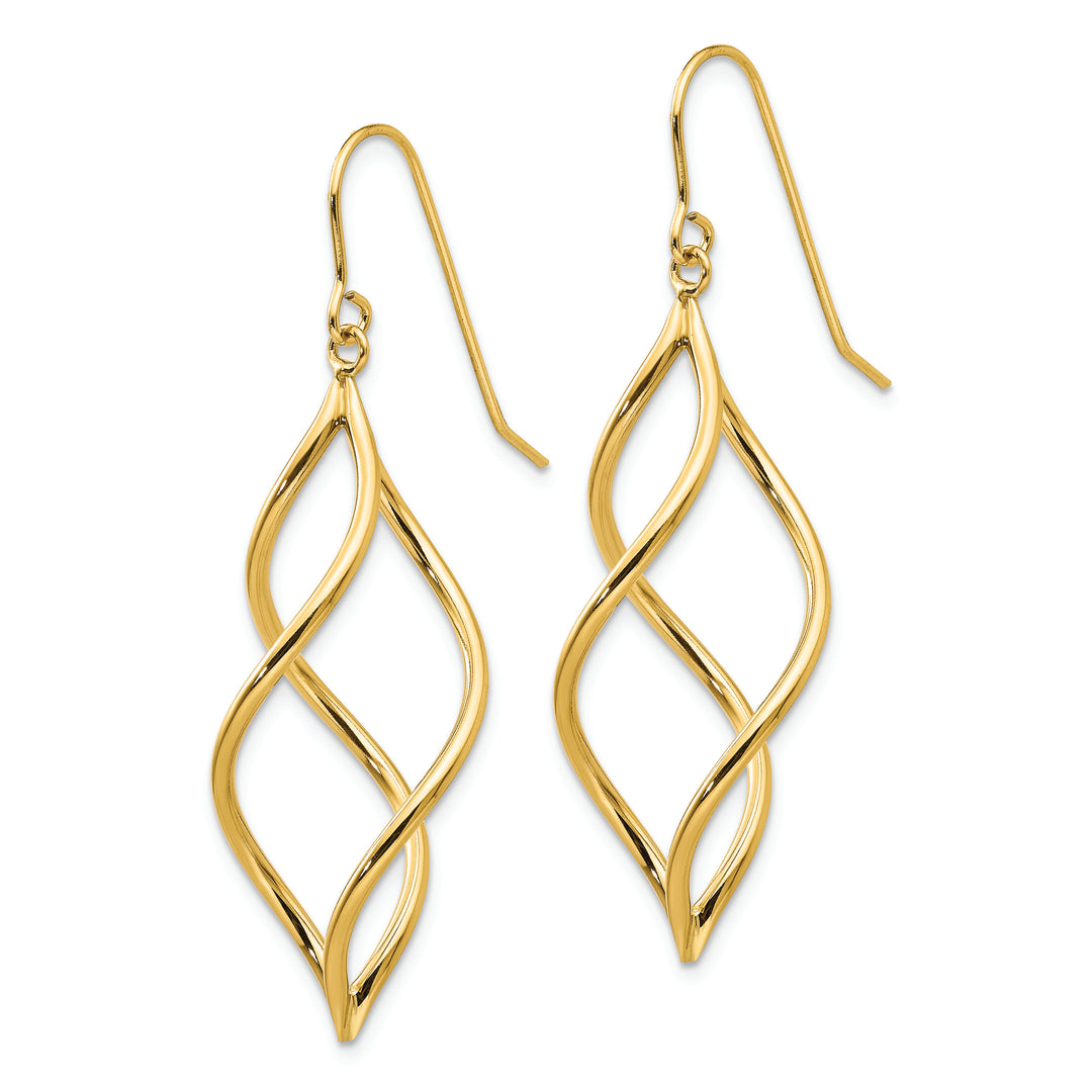 Aretes Colgantes Retorcidos en Oro Amarillo de 14k