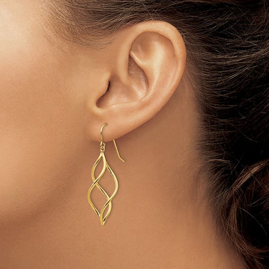 Aretes Colgantes Torcidos en Oro Amarillo de 14K