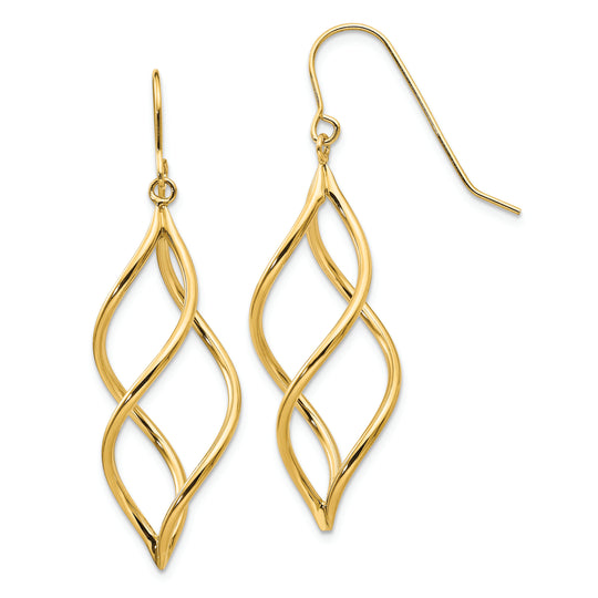 Aretes Colgantes Retorcidos en Oro Amarillo de 14k