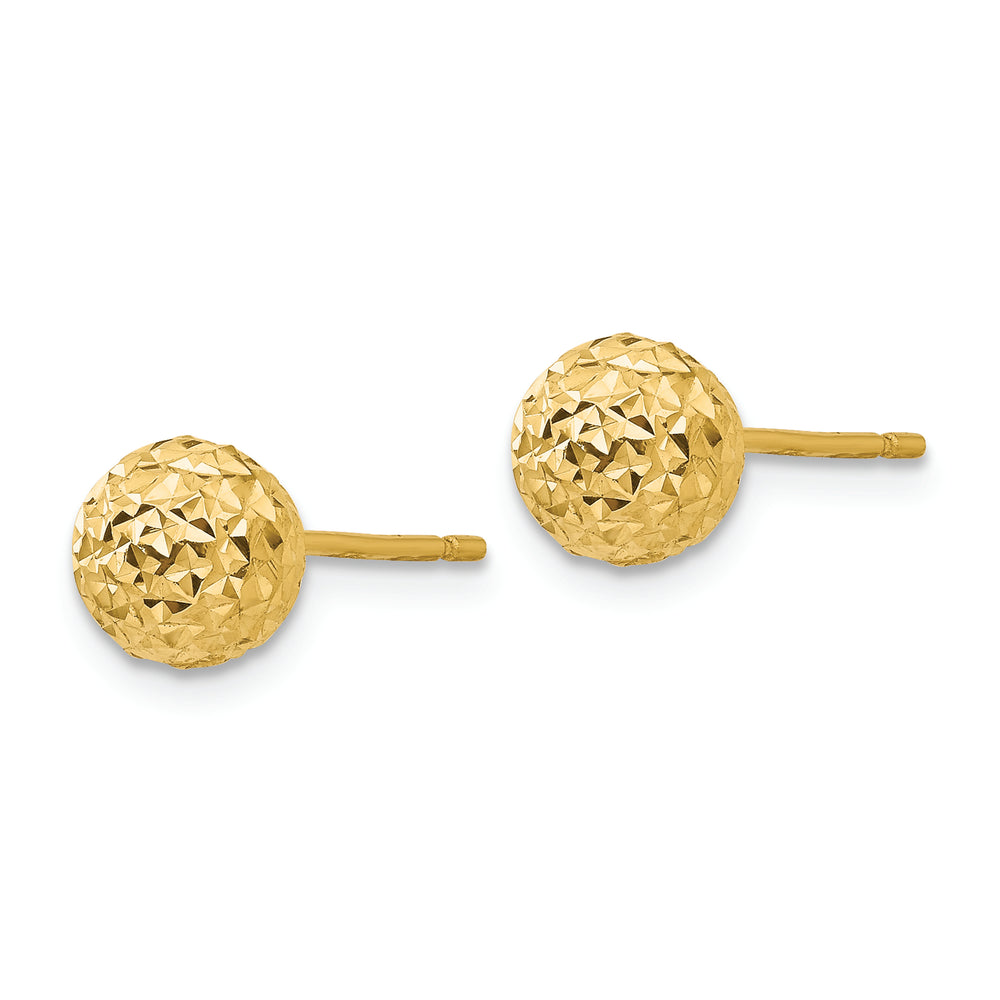 Aretes de Bola y Talla de Diamante en Oro Amarillo de 14k