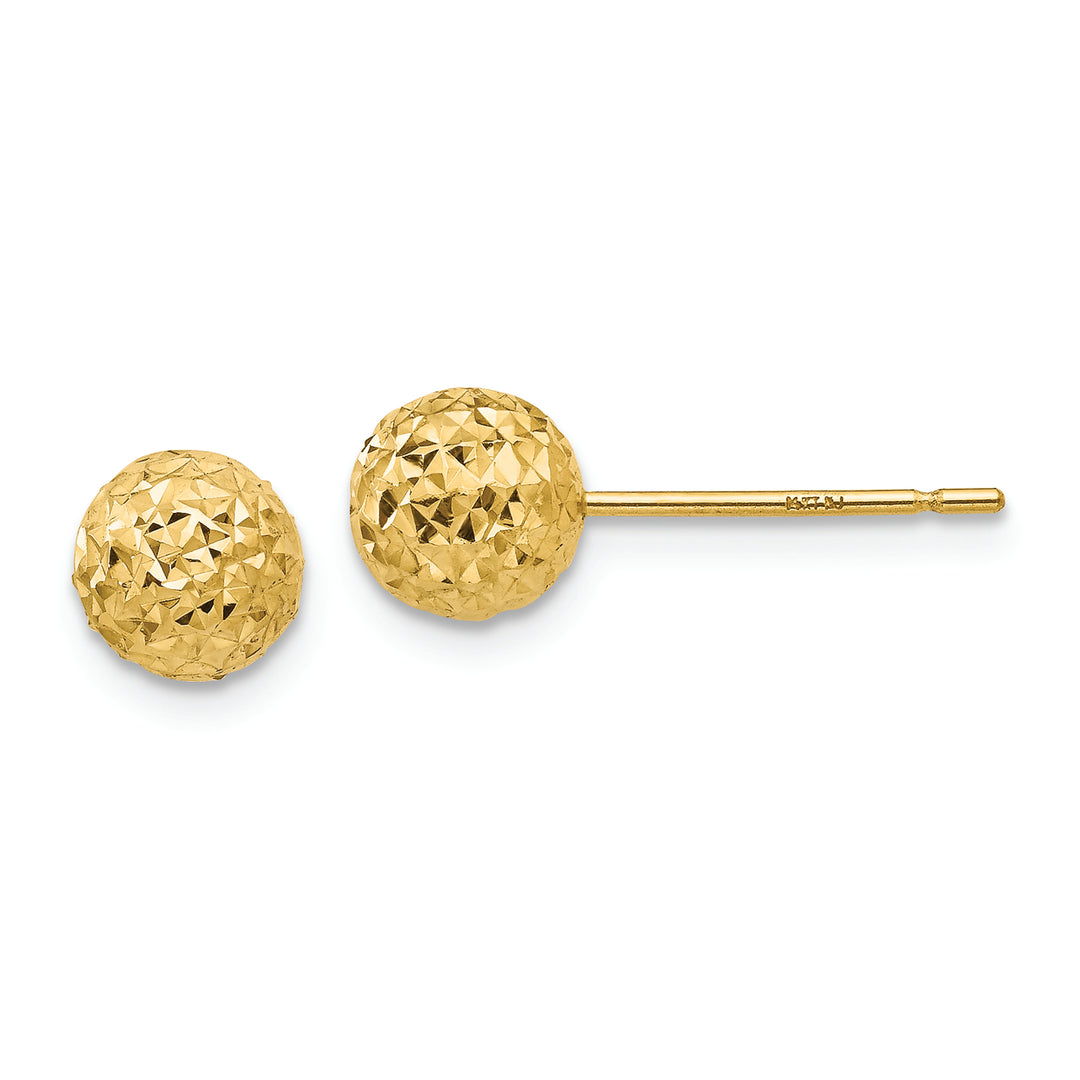 Aretes de Bola y Talla de Diamante en Oro Amarillo de 14k