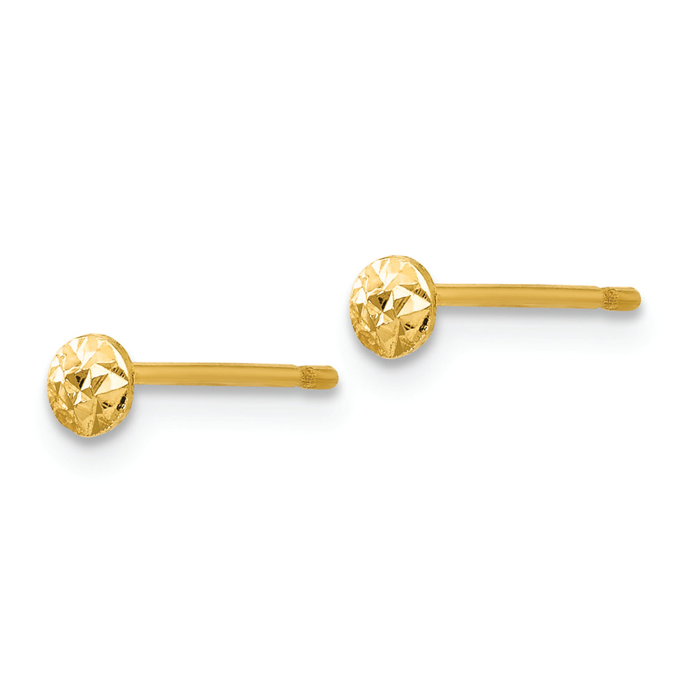 Aretes con Poste Circular Abombado de 3 mm en Oro 14k