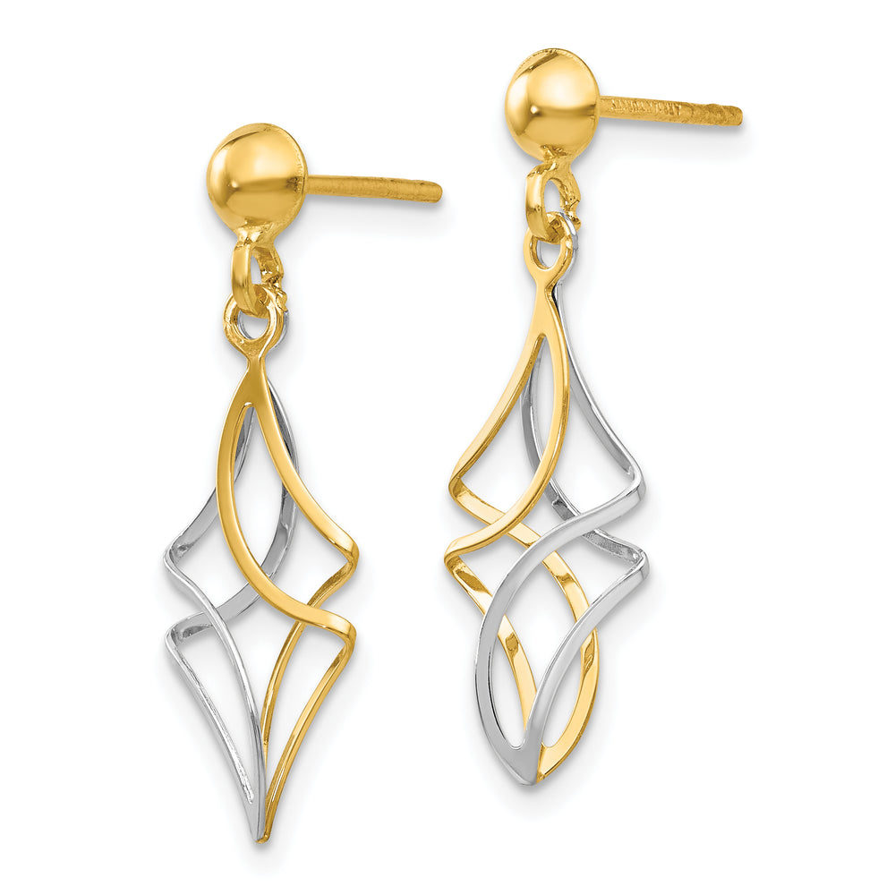 Aretes Colgantes en Oro Bicolor de 14k