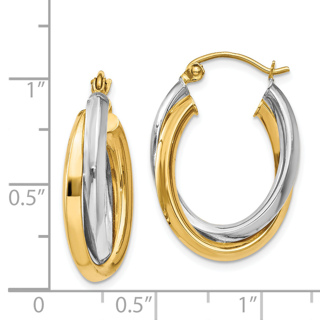 Aretes de Aro Ovalados Dobles Pulidos en Oro de 14k