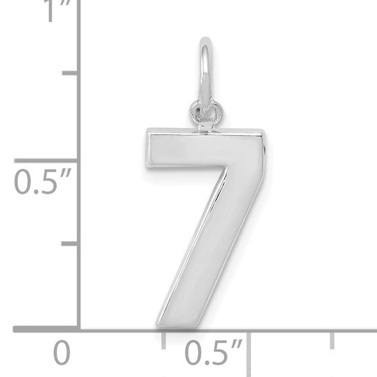 Colgante Número 7 en Oro Blanco de 14k Pulido