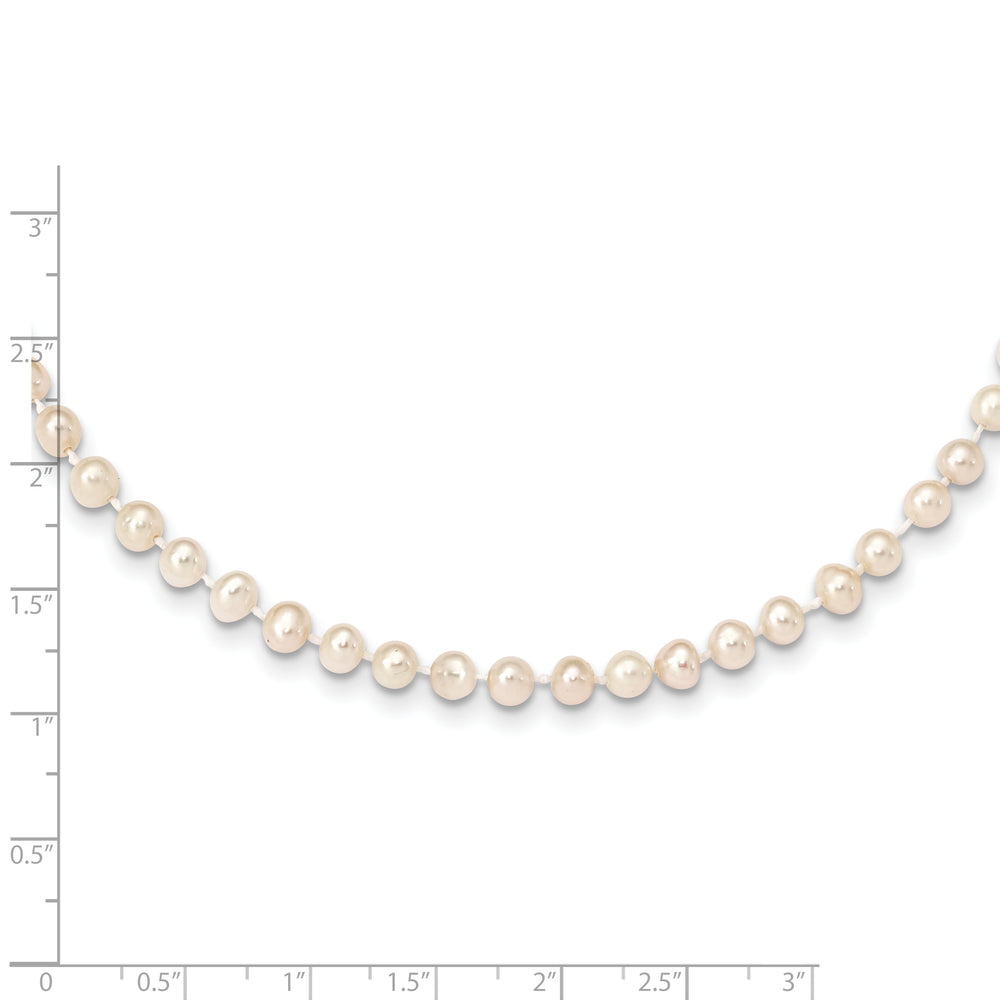 Collar de perlas cultivadas de agua dulce casi redondas blancas de 14 k, 4-5 mm