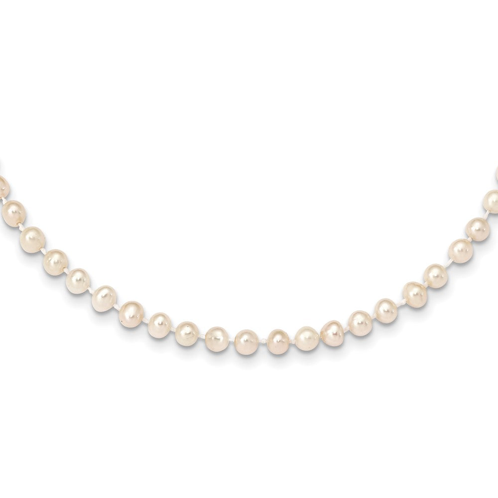 Collar de perlas cultivadas de agua dulce casi redondas blancas de 14 k, 4-5 mm
