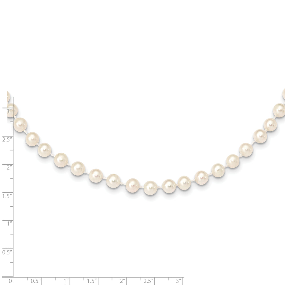 Collar de perlas cultivadas de agua dulce casi redondas blancas de 14 k, 5-6 mm