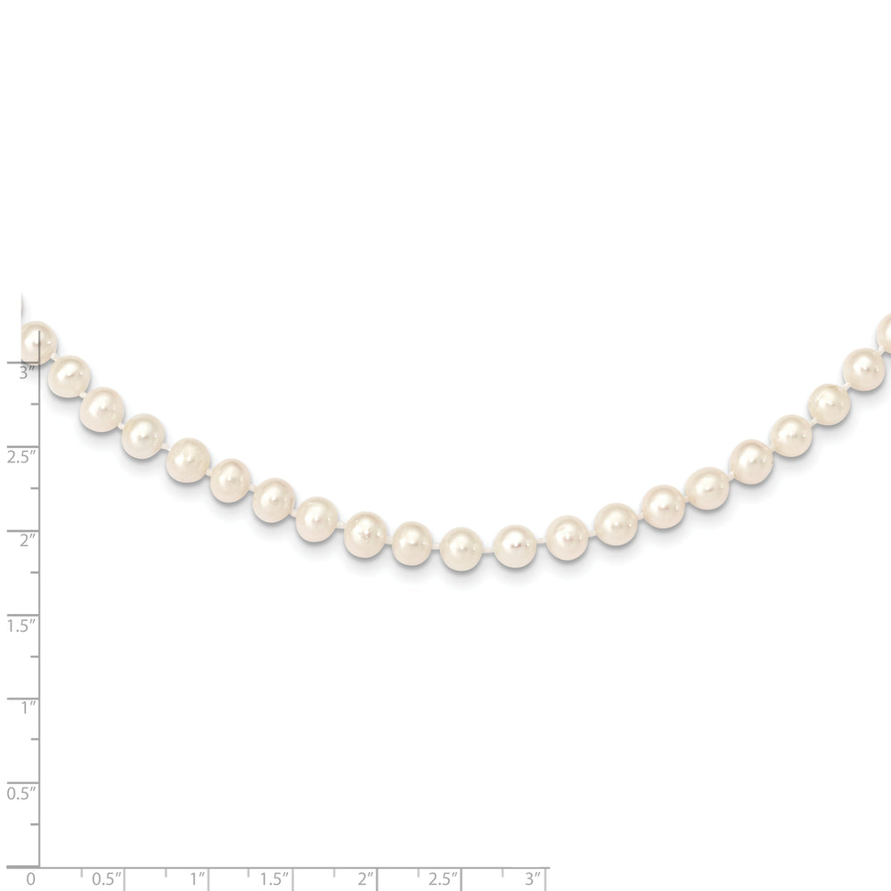 Collar de perlas cultivadas de agua dulce casi redondas blancas de 14 k, 6-7 mm